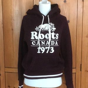 Roots Canada maroon cotton hoodie, size XS.